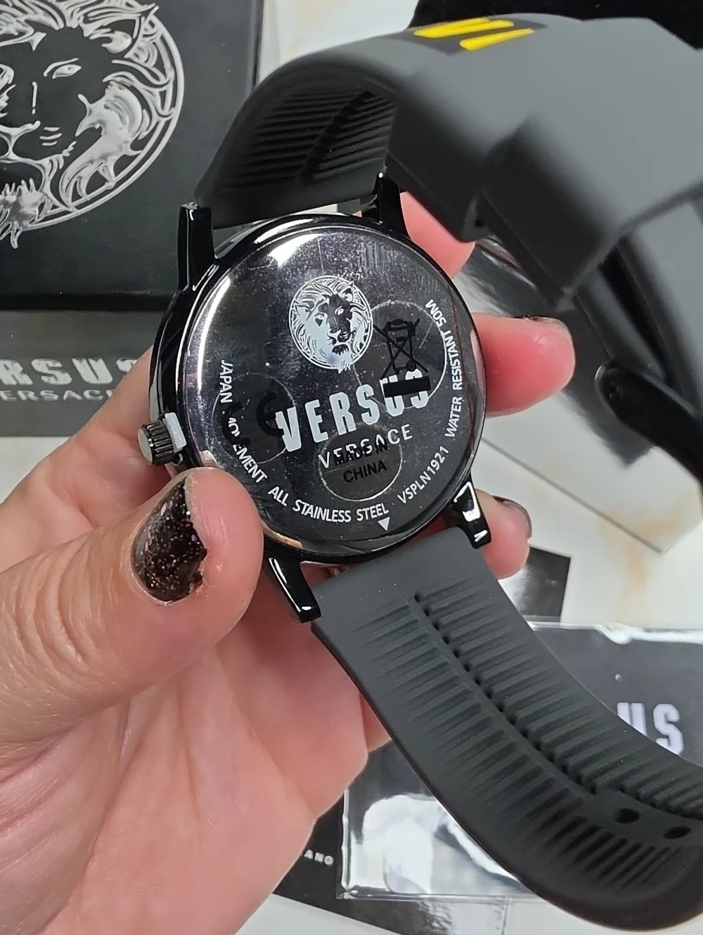 Versace versus barbes watch yellow and grey rubber with metal  New In Box